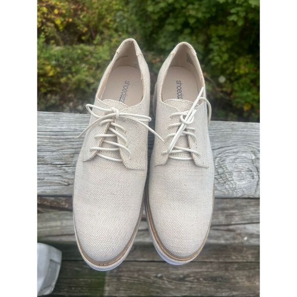 Shoe  dazzle Oxford Lace Up Wedge Shoes Natural Sz 10 - Picture 6 of 8